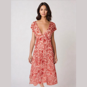 - Love rocks Beautiful red/white floral dress large